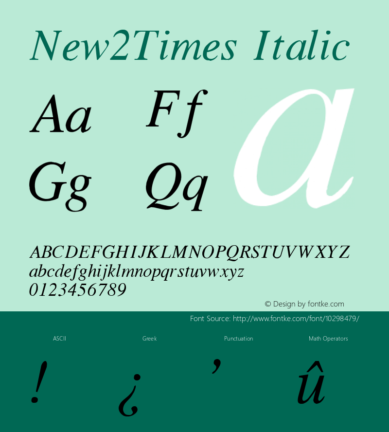 New2Times Italic 1.0 Sun Oct 03 15:57:46 1993 Font Sample
