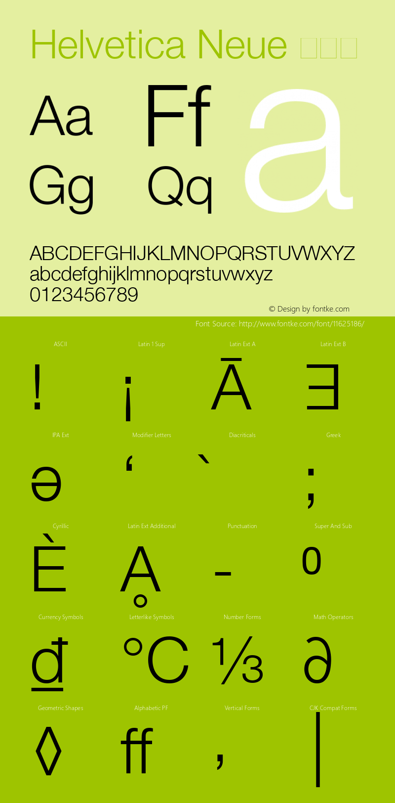 Helvetica Neue 超细体 8.0d1e1 Font Sample