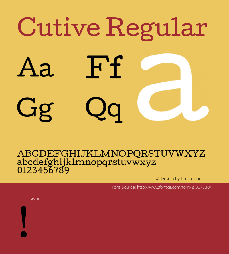 Cutive Regular  Font Sample