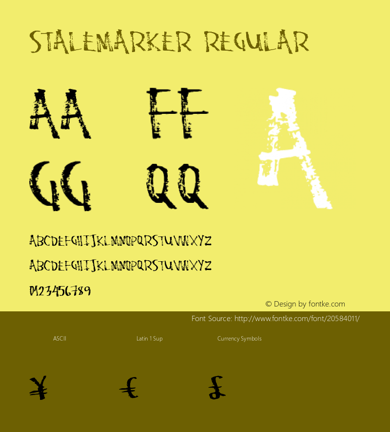 StaleMarker Version 1.00 January 19, 2015, initial release Font Sample