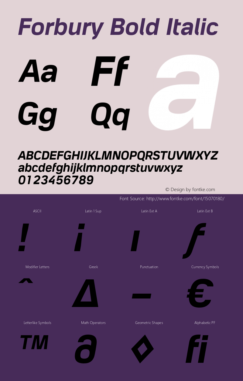 Forbury Bold Italic Version 1.000 Font Sample