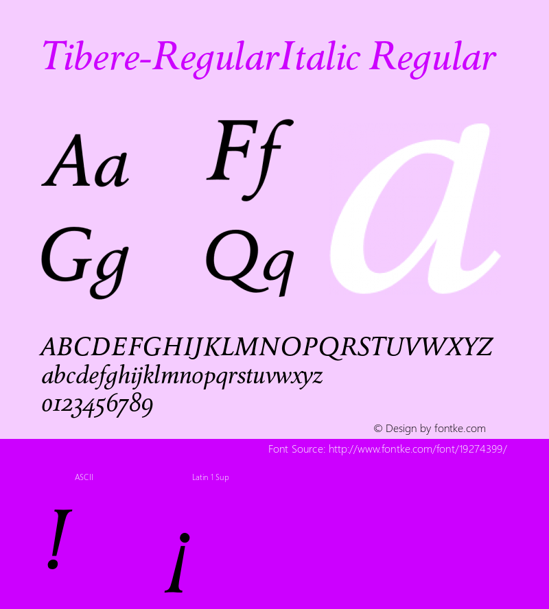 Tibere-RegularItalic 004.460 Font Sample