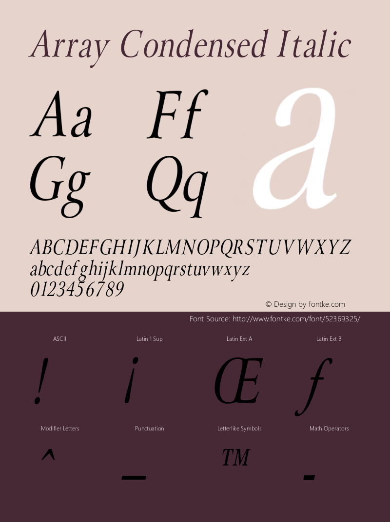 ArrayCondensedItalic Altsys Fontographer 4.1 1/27/95 {DfLp-URBC-66E7-7FBL-FXFA} Font Sample