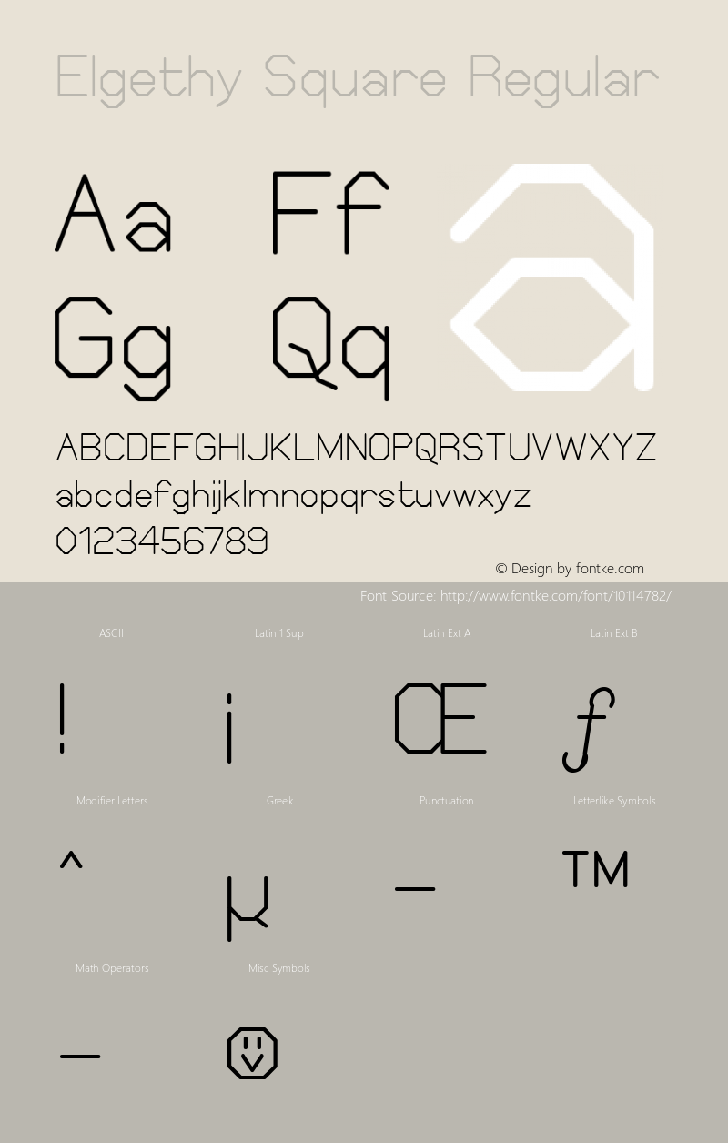 Elgethy Square Regular Version 1.00 2003 initial release Font Sample