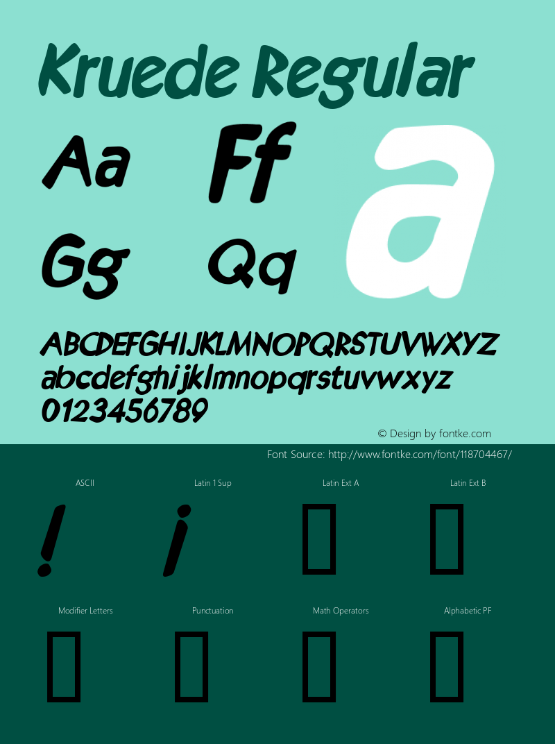 Kruede W05 Regular Oblique Version 4.70 Font Sample