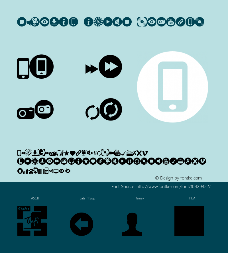 sTmedia icons Regular Version 1.00(2012) Font Sample