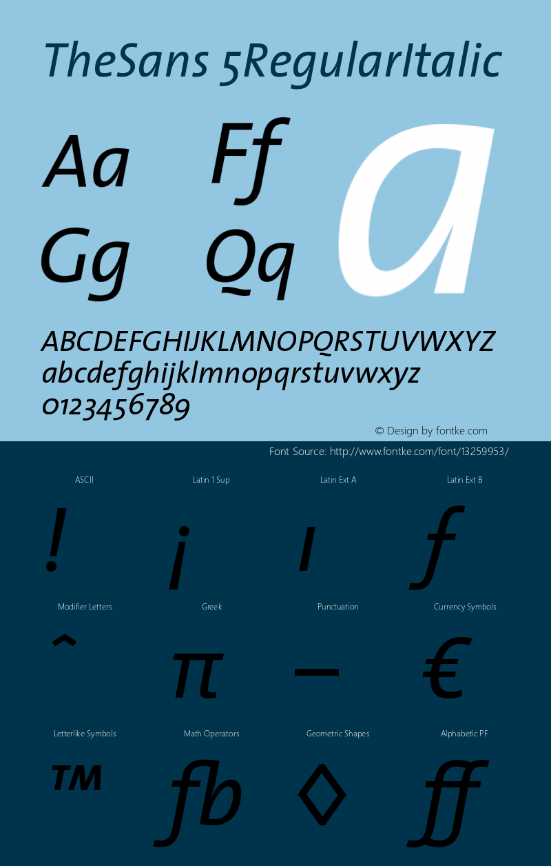 TheSans 5RegularItalic Version 1.0 Font Sample