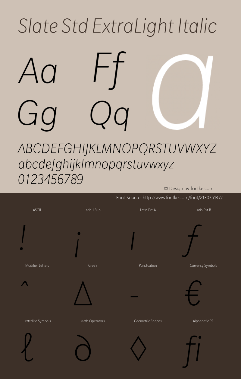 Slate Std ExtraLight Italic Version 1.00, build 10, s3图片样张