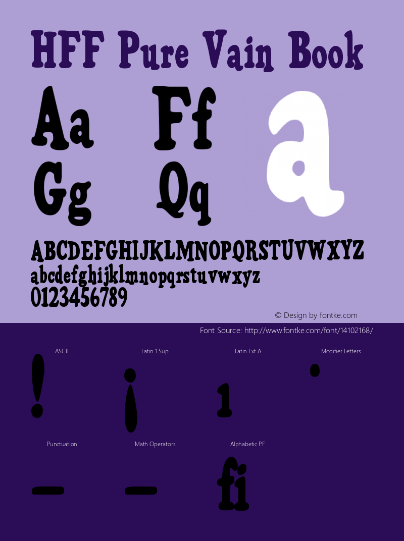 HFF Pure Vain Book Version 1.1 Font Sample