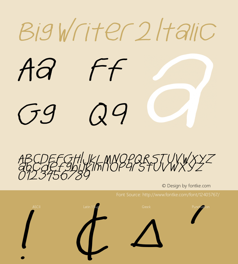 Big Writer 2 Italic Version 1.02 Font Sample