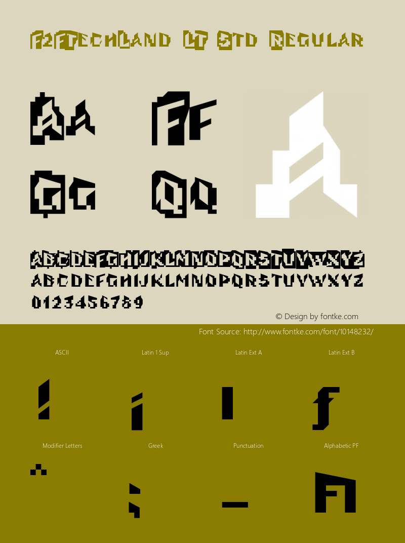 F2FTechLand LT Std Regular Version 1.000;PS 001.000;Core 1.0.38 Font Sample