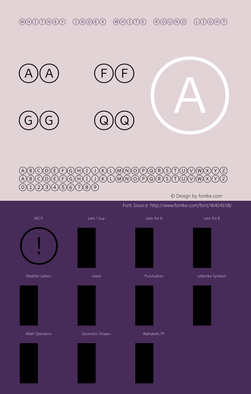 Whitney Index White Round Light Version 1.3 Basic Font Sample