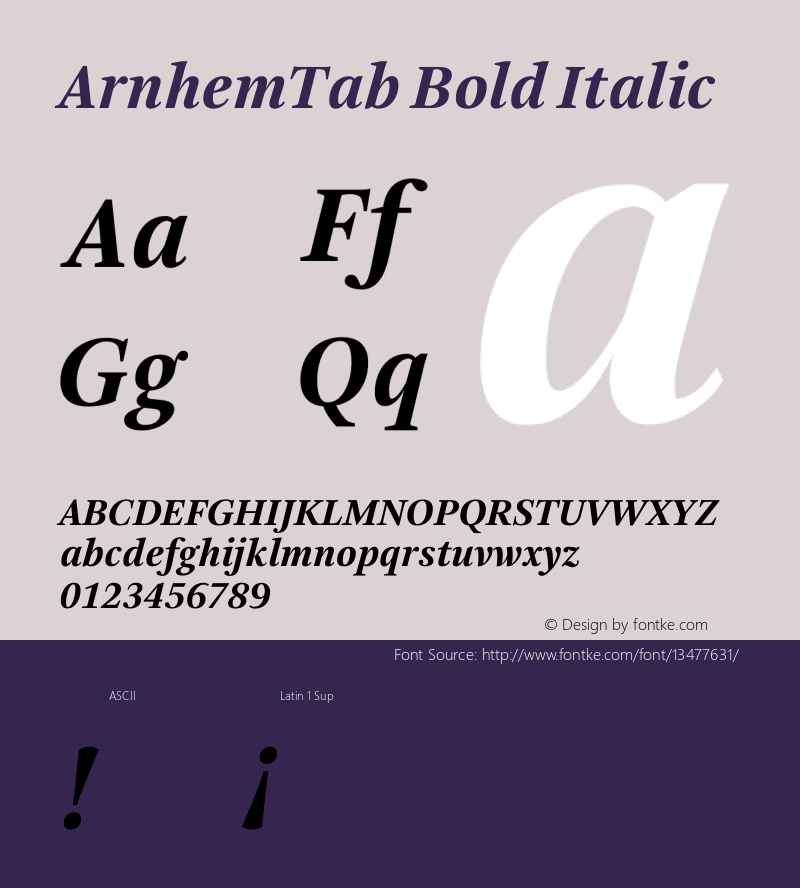 ArnhemTab Bold Italic 001.000 Font Sample