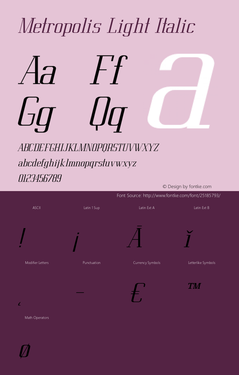 Metropolis Light Italic Version 1.000;PS 002.000;hotconv 1.0.88;makeotf.lib2.5.64775 Font Sample