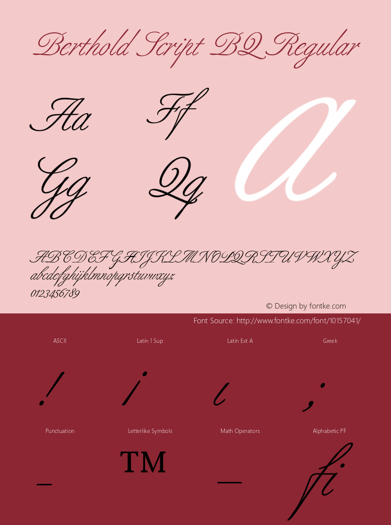 Berthold Script BQ Regular 001.000 Font Sample