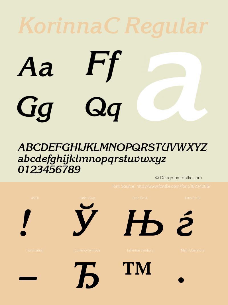 KorinnaC Regular 001.000 Font Sample