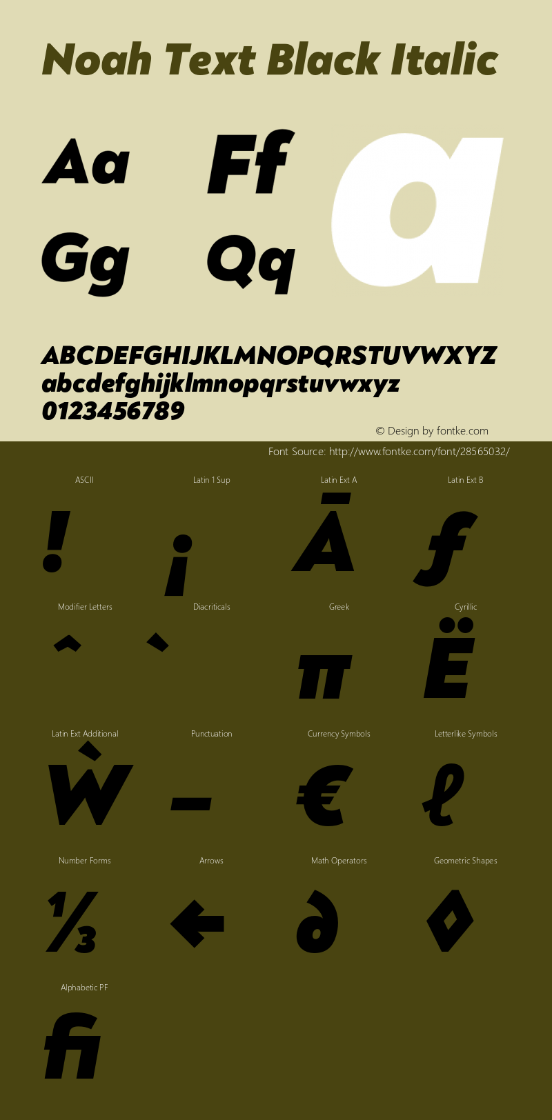 Noah Text Black Italic Version 1.000;PS 001.000;hotconv 1.0.88;makeotf.lib2.5.64775 Font Sample