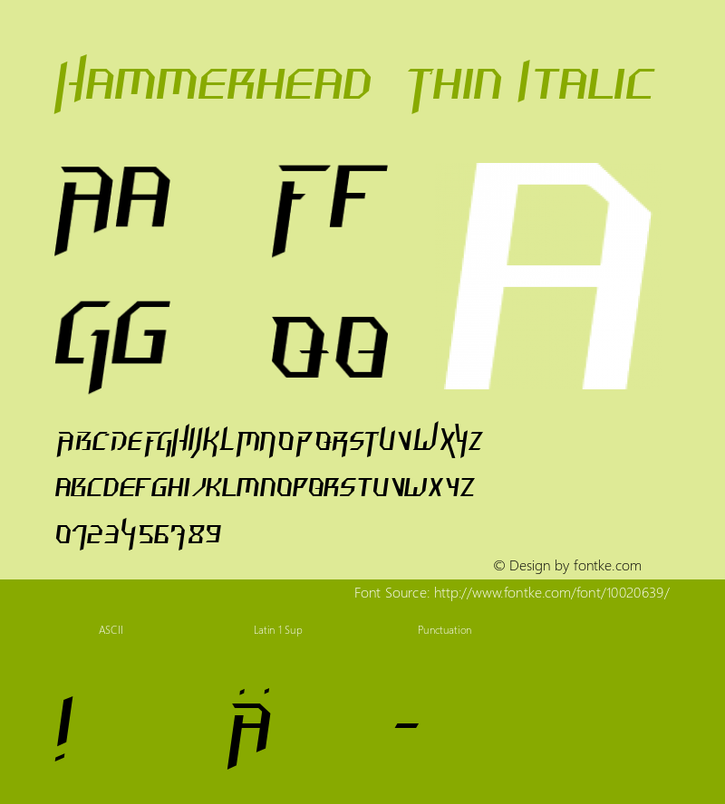 Hammerhead  Thin Italic Fontmaker 2.0 (07.04.1999) Font Sample