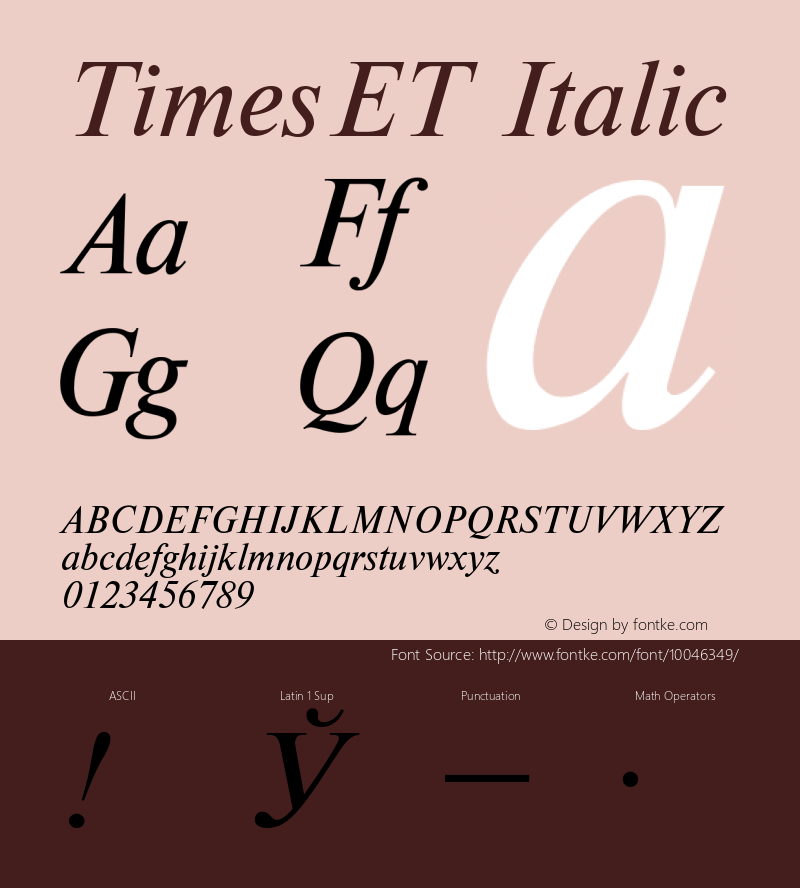 TimesET Italic Converted from t:\TIMETI.TF1 by ALLTYPE Font Sample