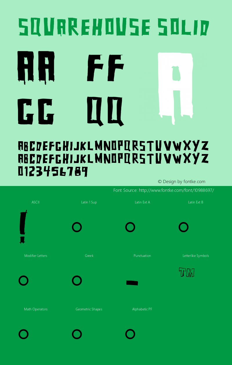 Squarehouse Solid Version 001.000 Font Sample