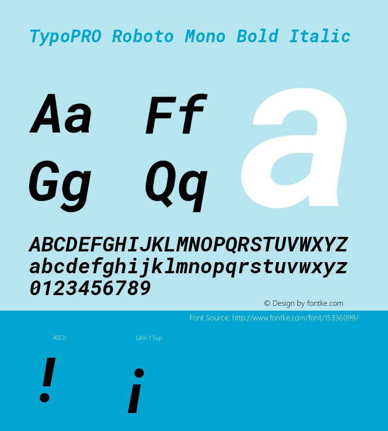 TypoPRO Roboto Mono Bold Italic Version 2.000985; 2015; ttfautohint (v1.3) Font Sample
