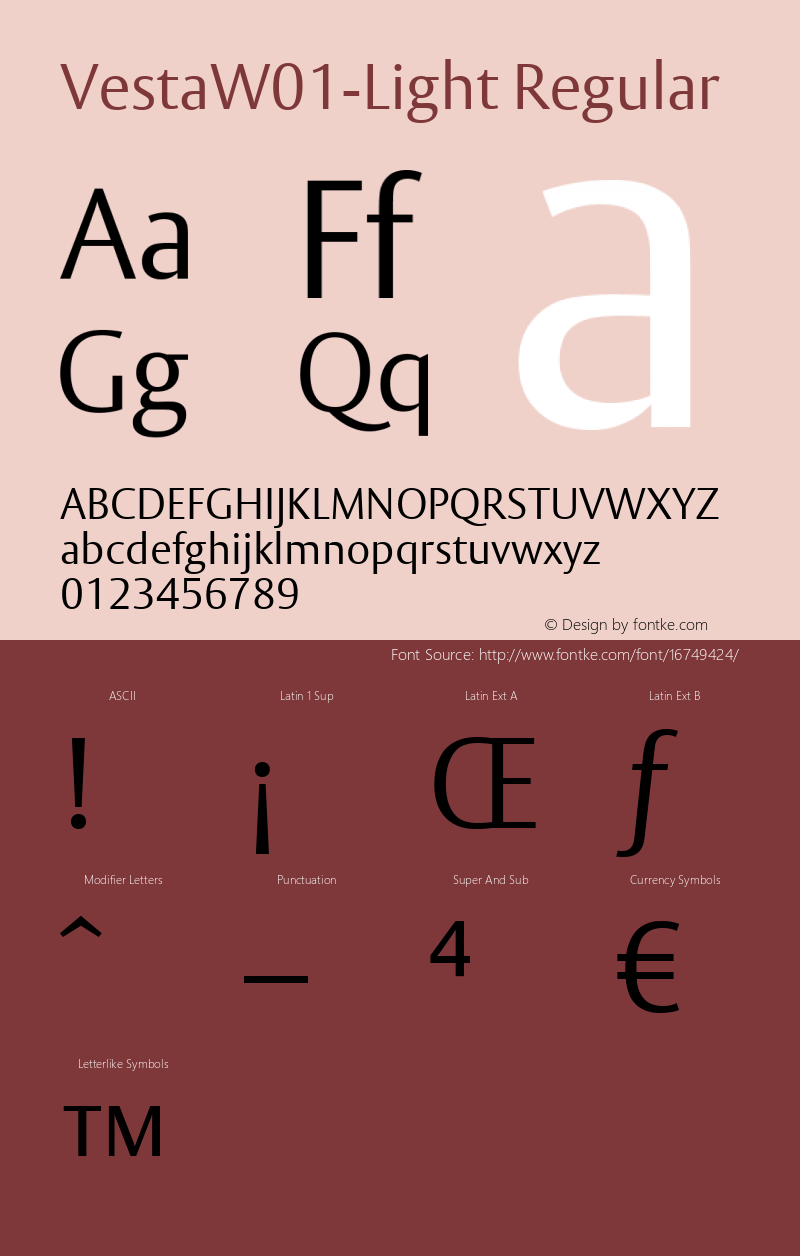 VestaW01-Light Regular Version 1.00 Font Sample