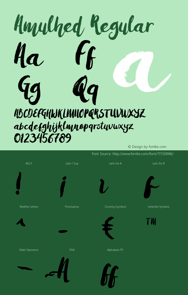 Amulhed Regular Version 1.000 Font Sample