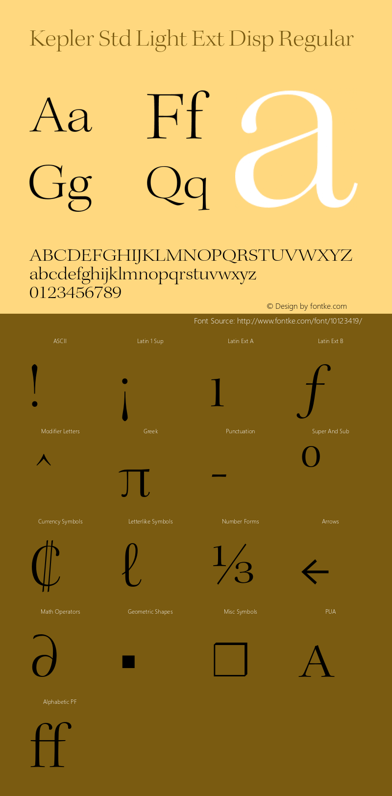 Kepler Std Light Ext Disp Regular Version 1.009;PS 001.000;Core 1.0.38;makeotf.lib1.6.5960 Font Sample