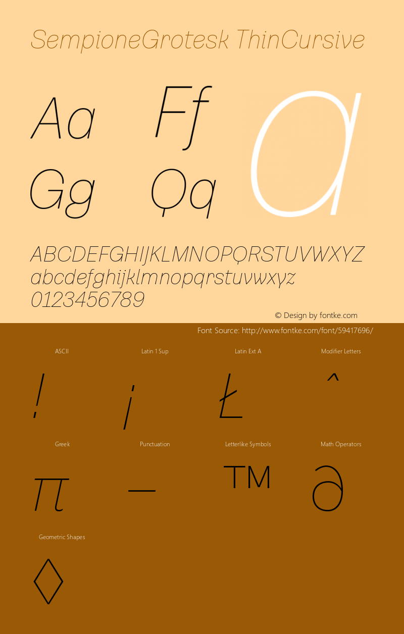 SempioneGrotesk ThinCursive Version 1.001 Font Sample