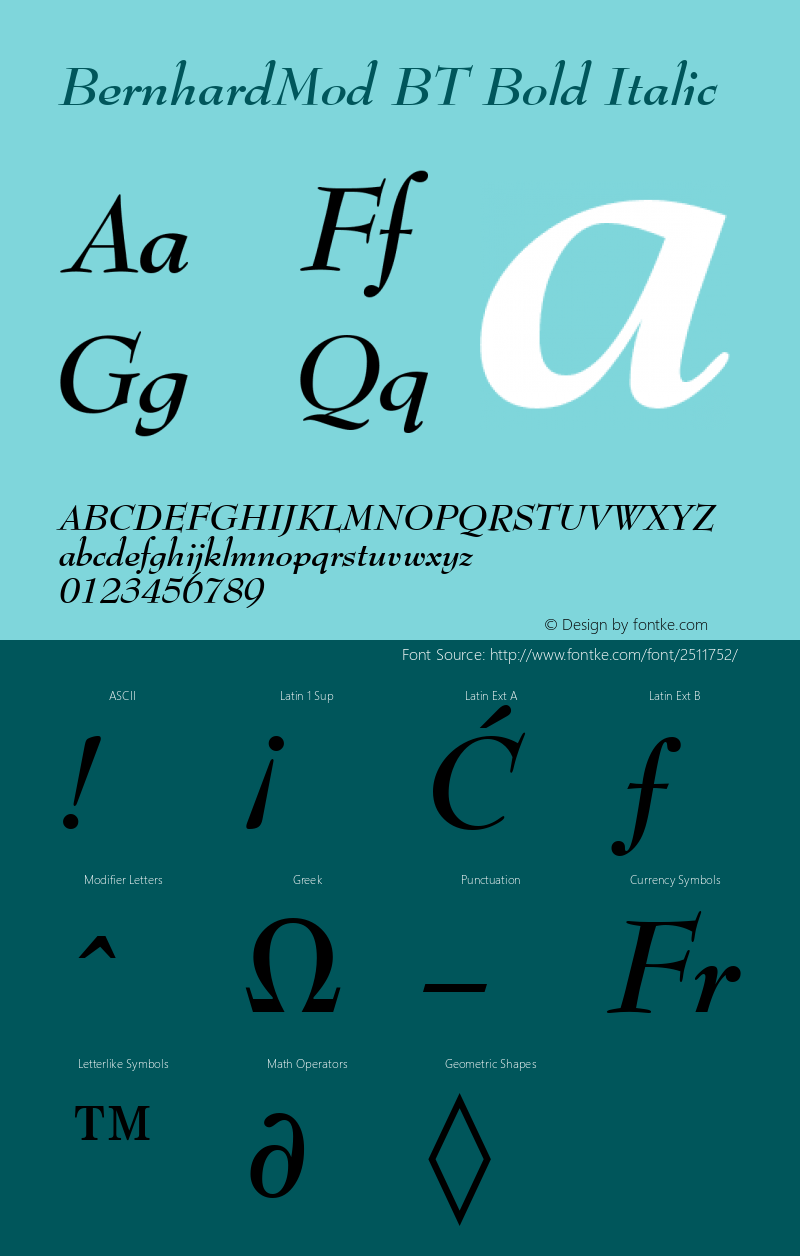 BernhardMod BT Bold Italic mfgpctt-v1.52 Monday, January 18, 1993 4:07:17 pm (EST) Font Sample