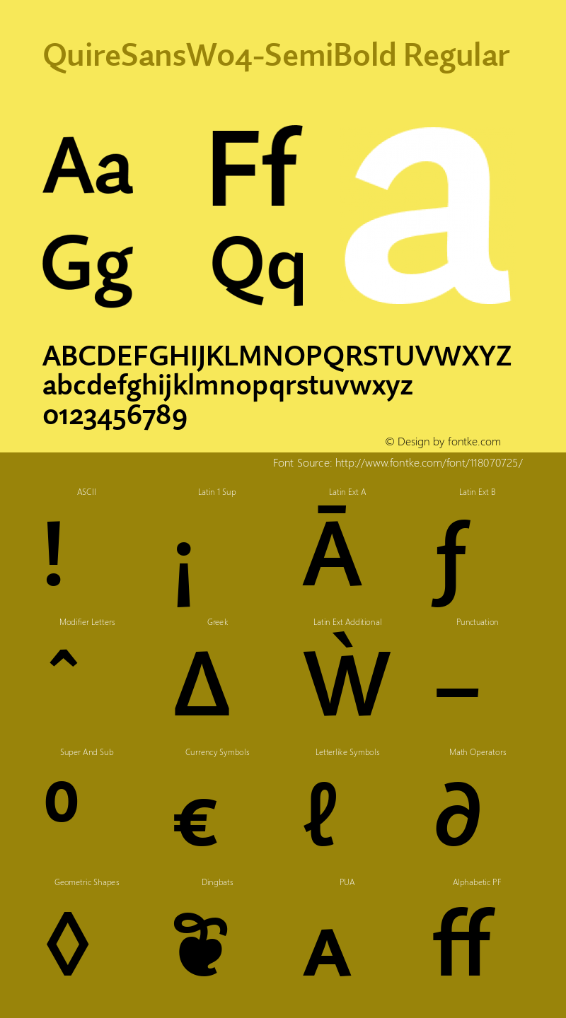 Quire Sans W04 SemiBold Version 1.00 Font Sample