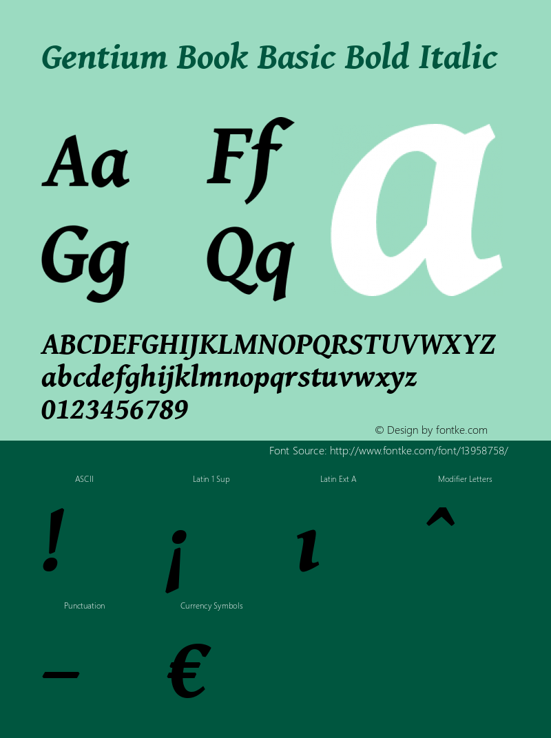 Gentium Book Basic Bold Italic Version 1.100 Font Sample