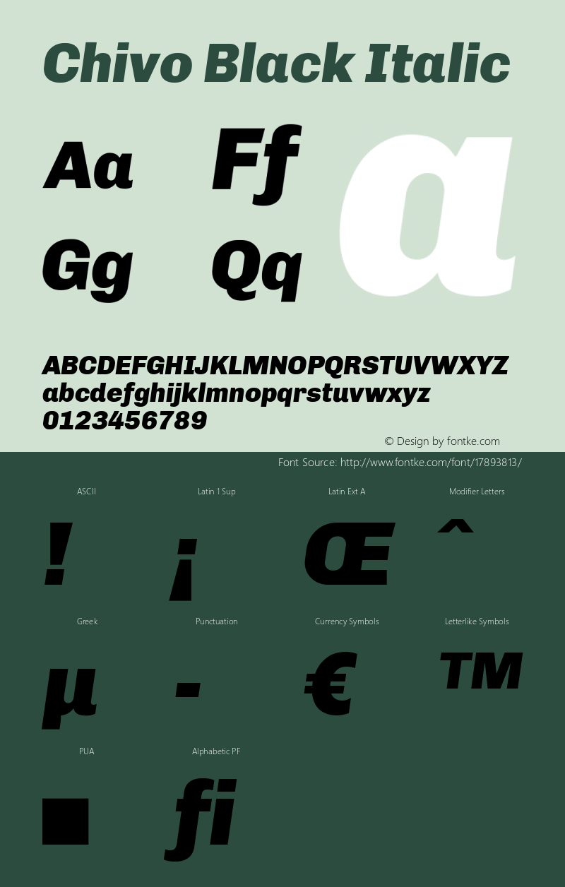 Chivo Black Italic 1.000 Font Sample