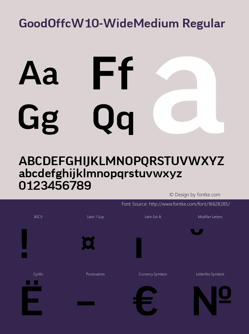 GoodOffcW10-WideMedium Regular Version 7.504 Font Sample