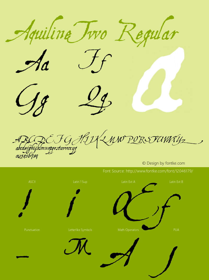 AquilineTwo Regular 1.0 2004-11-06 Font Sample