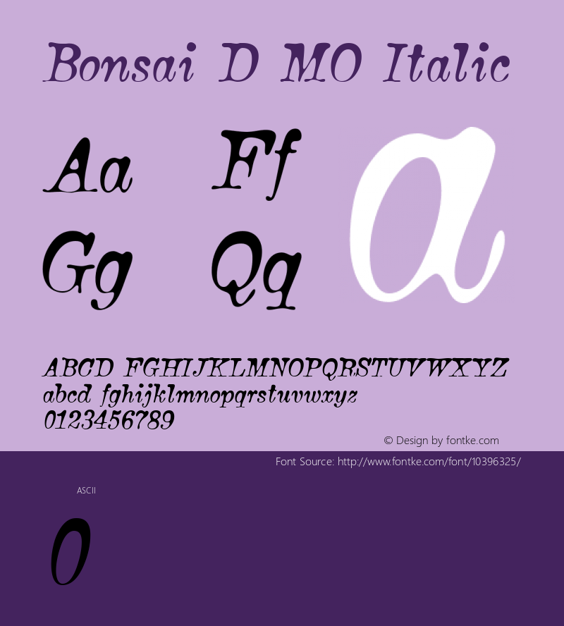 Bonsai DEMO Italic Version 1.01 2011 Font Sample
