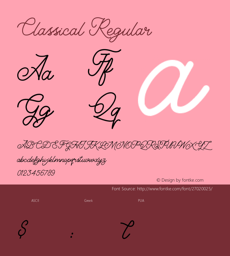 Classical Version 1.00;September 27, 2018;FontCreator 11.5.0.2427 64-bit Font Sample