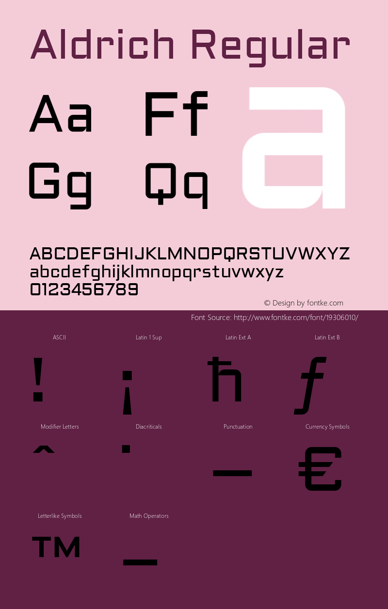 Aldrich Regular Version 1.002 2011 Font Sample