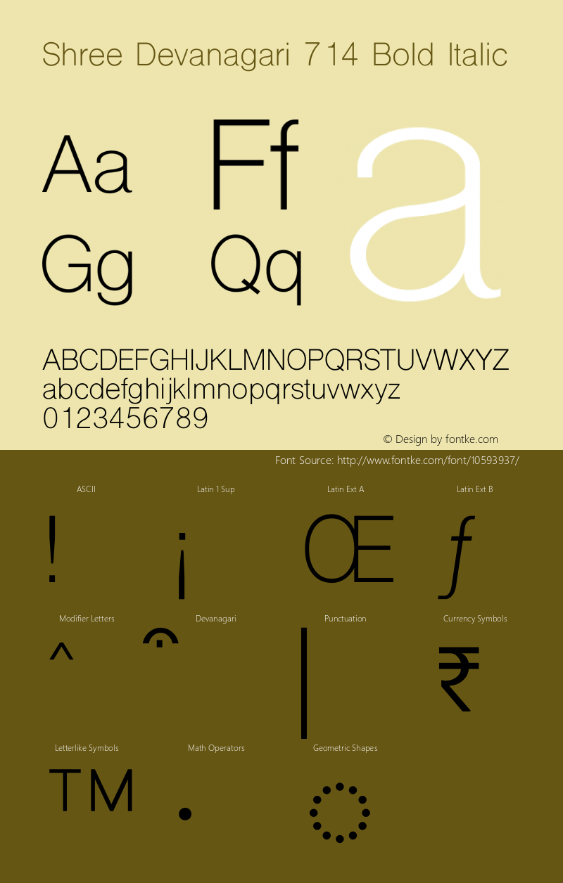 Shree Devanagari 714 Bold Italic 9.0d3e1 Font Sample