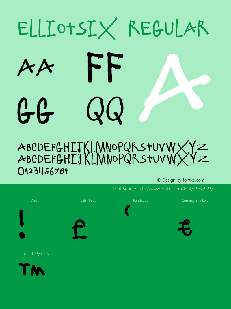 ElliotSix Regular 1.000 Font Sample