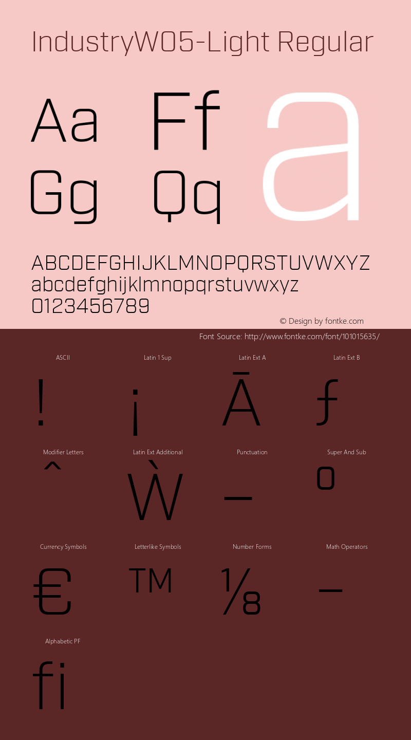 Industry W05 Light Version 2.20 Font Sample