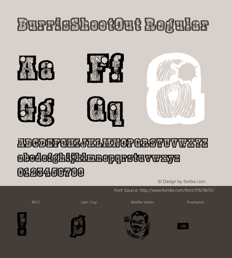 BurrisShootOut Regular Macromedia Fontographer 4.1.5 11/3/01 Font Sample