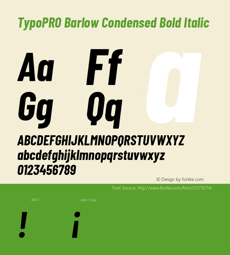 TypoPRO Barlow Condensed Bold Italic Version 1.301 Font Sample