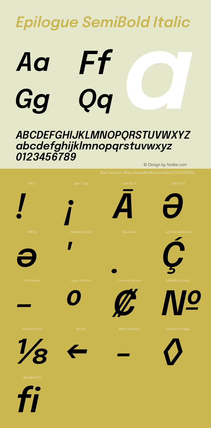 Epilogue SemiBold Italic Version 2.112图片样张