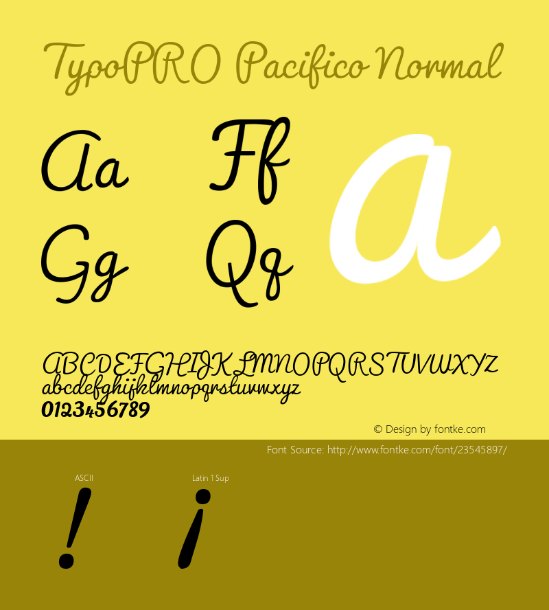 TypoPRO Pacifico Normal Version 1.000;PS 001.000;hotconv 1.0.70;makeotf.lib2.5.58329 Font Sample