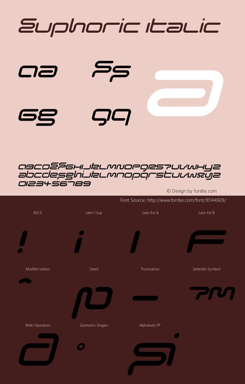 Euphoric Italic Version 1.000;PS 001.000;hotconv 1.0.38 Font Sample