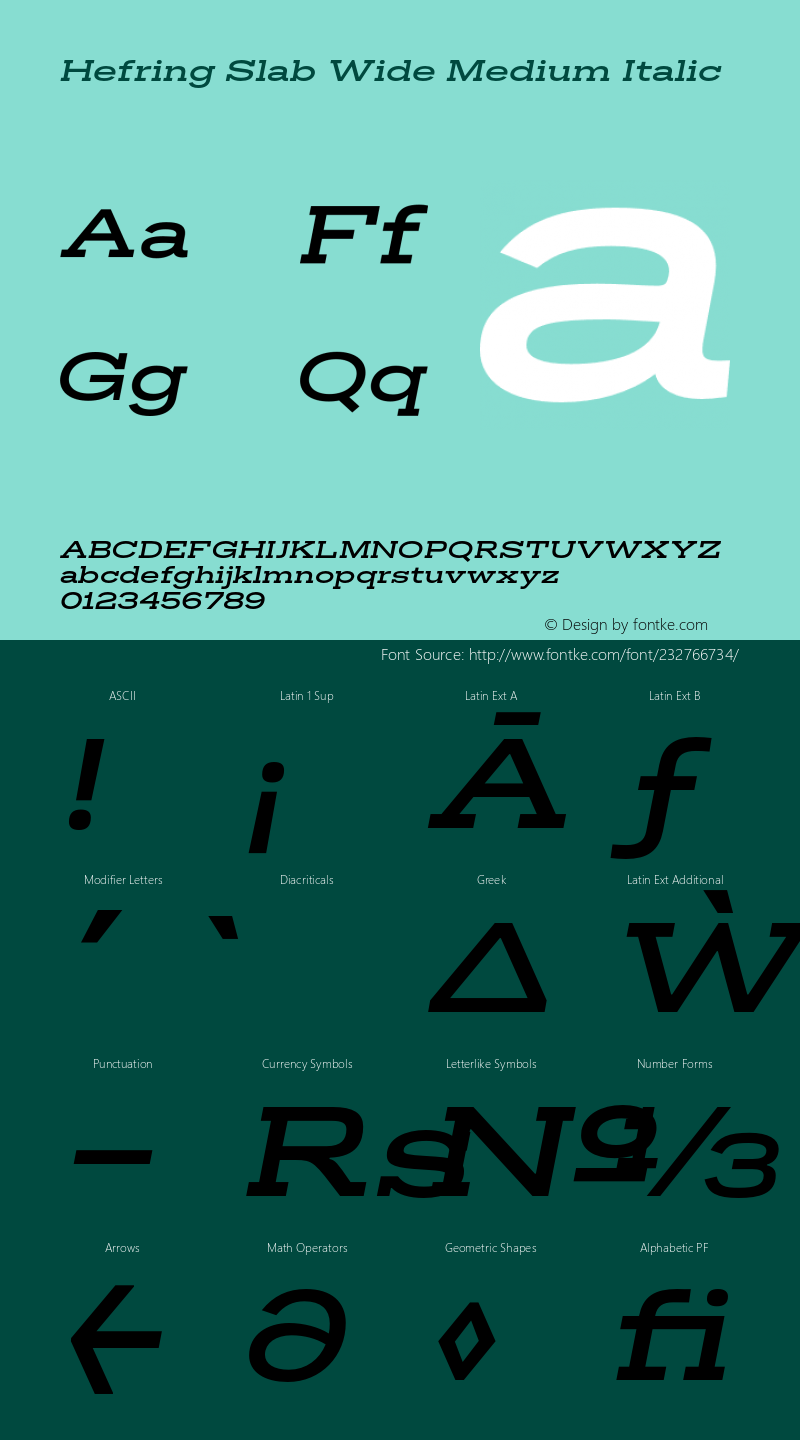 Hefring Slab Wide Medium Italic Version 001.000 October 2018图片样张