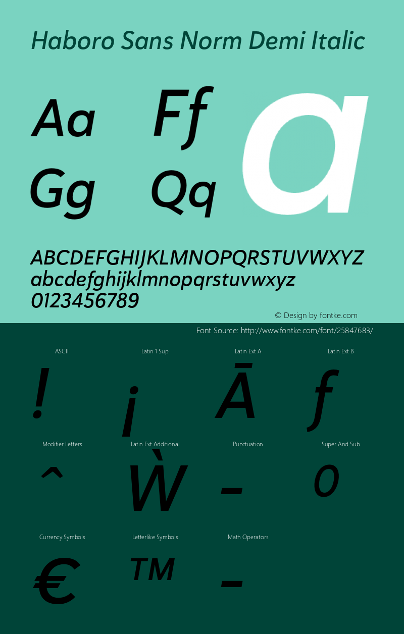 Haboro Sans Norm Demi Italic Version 1.000 Font Sample