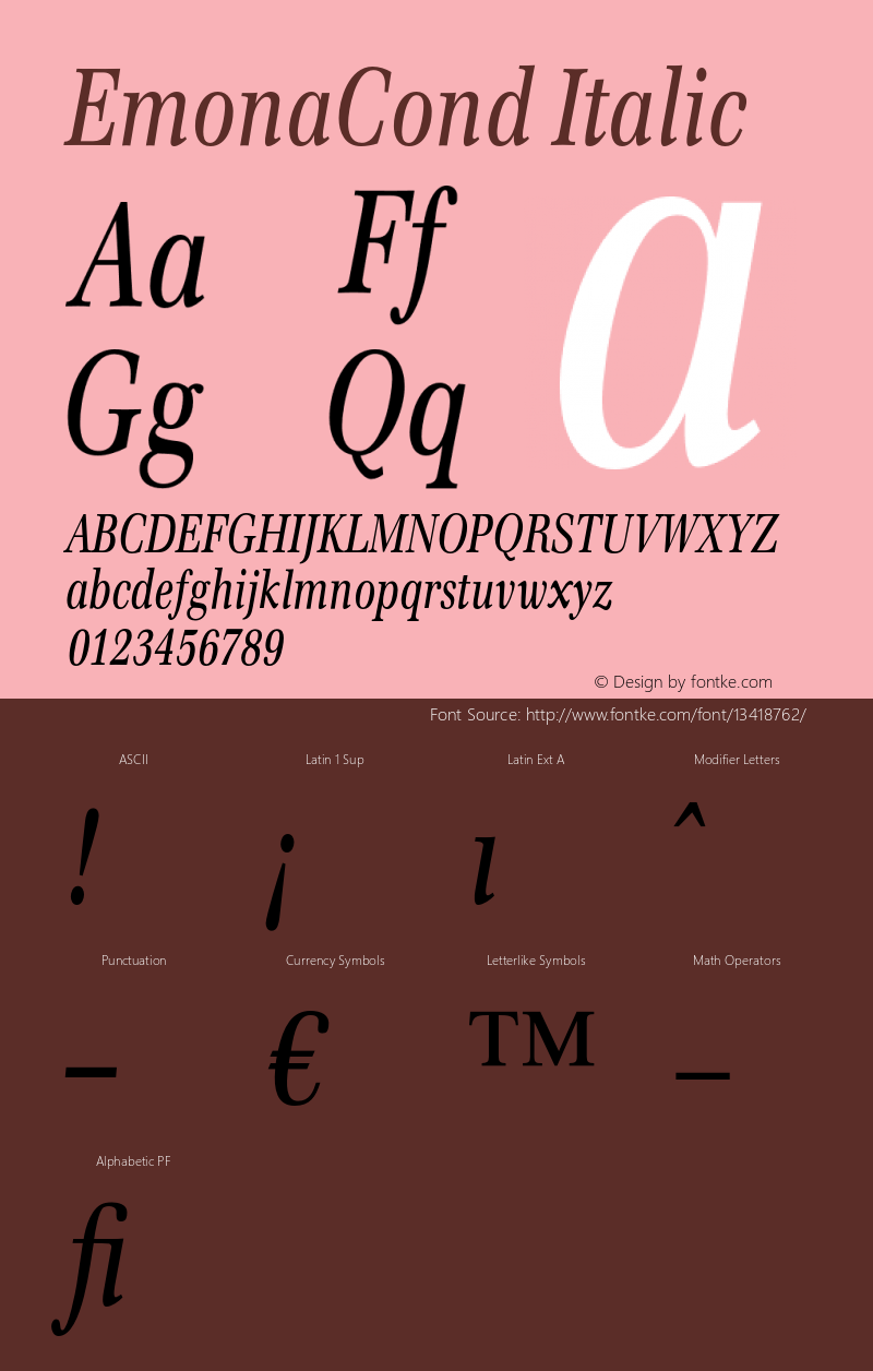 EmonaCond Italic 005.000 Font Sample