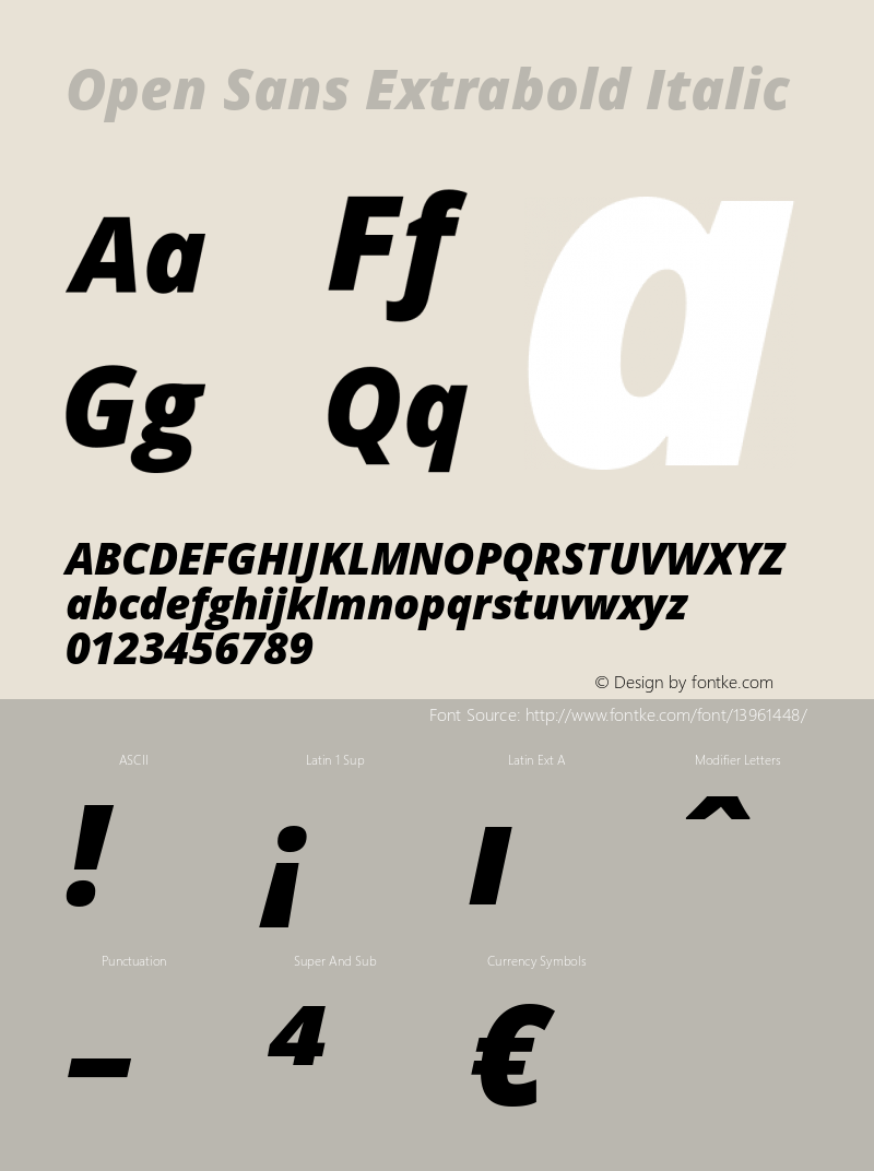 Open Sans Extrabold Italic Version 1.10 Font Sample